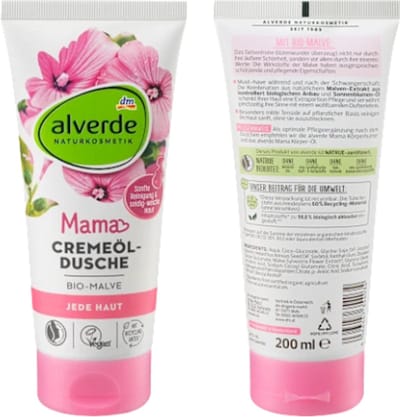 Alverde Naturkosmetik | Mama Crèmedouche - Kruiden - 200 ml | Zwangerschap Musthave - Voor Elastische en Stevige huid