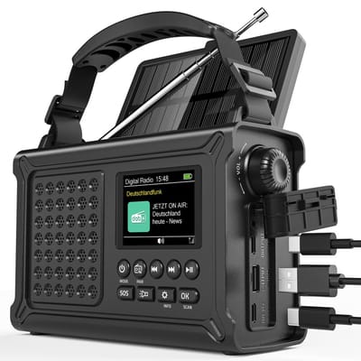 Unyqoos® Draagbare multifunctionele radio met zonne-energie en noodoplaadopties