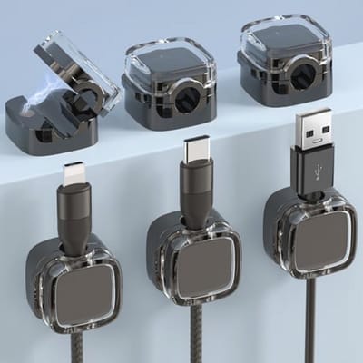 Dailygoods- Kabel Organizer - 6 Stuks - Magnetische Kabel Organiser - Zelfklevende Kabel Clips - Desktop Snoer Houder - Voor Thuiswerk Gebruik - Snoerhouder