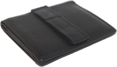 Oi zwarte leren Creditcardmapje met lus voor aan riem / veilig pasjesmapje te bevestigen aan riem of ceintuur met ruimte voor biljetten / leren pasjeshouder RFID SAFE / zwart leer / 225