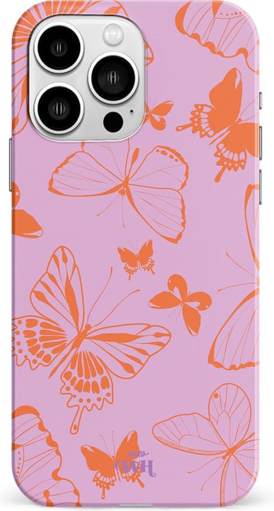 xoxo Wildhearts Give Me Butterflies - Single Layer - Hard hoesje geschikt voor iPhone 11 Pro hoesje - Siliconen hoesje met vlinders - Beschermhoesje geschikt voor iPhone 11 Pro hoesje roze, oranje
