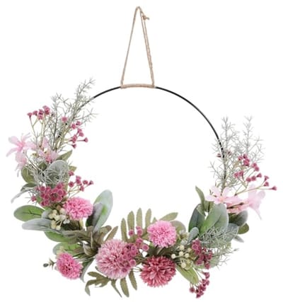 Kunstbloemen Krans met Metalen Ring - Eucalyptus Deurkrans voor Lentedecoratie