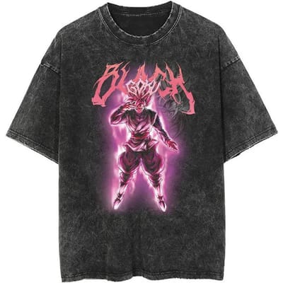 Hip Hop Streetwear Japan Anime Dragon Ball Print Oversized T-shirt Heren Gewassen Vintage Zwart T-shirt Zomer Casual Katoenen T-shirt 3XL black