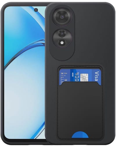 Geschikt voor Oppo A60 4G Telefoonhoesje met TPU Pasjeshouder - Flexible Back Cover Case Siliconen TPU with Cardslot - Zwart - Smartphonica geschikt voor Oppo A60