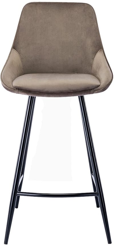 Vente-unique Set van 2 barkrukken MASURIE - Fluweel - Taupe