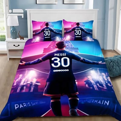 Dekbedovertrek Kussensloop Beddengoed Set Beroemde Voetballer M-Messis Volwassen Jongen Meisje Slaapkamer Decoratie Kinderen Enkel Dubbel Grote Maat 180*220cm 3pcs