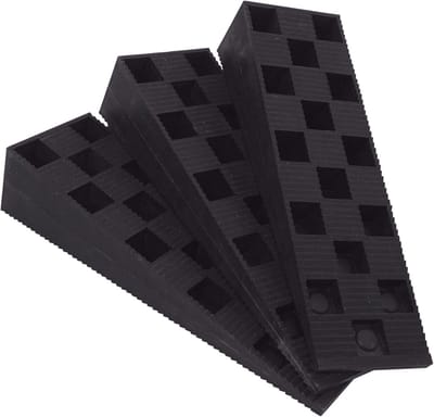 Zwarte kunststof geribbelde wiggen 149 x 45 x 30 mm - Set van 8 voor nivellering