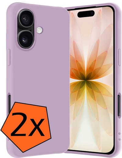 Hoes - 2 Stuks - Geschikt voor Apple iPhone 17 - Sterk & Shockproof - Case Siliconen - Back Cover - Telefoon Hoes - Lila