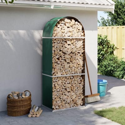 Houtopslag Rek - Brandhouthouder Opslag - Haardhout Opslaan - Gegalvaniseerd Staal - 80 x 45 x 190 cm - Groen