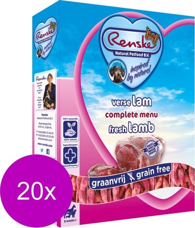 Renske Hond Vers Adult Graanvrij - Lam - Hondenvoer - 20 x 395 g