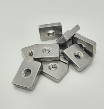 T-groef moer - Schuifmoer vierkant - Aluminium profielen - Roestvrij V2A staal - M6 15x20mm - Zilver