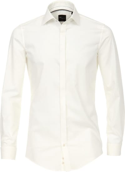 VENTI body fit overhemd - popeline - beige - Strijkvriendelijk - Boordmaat: 39