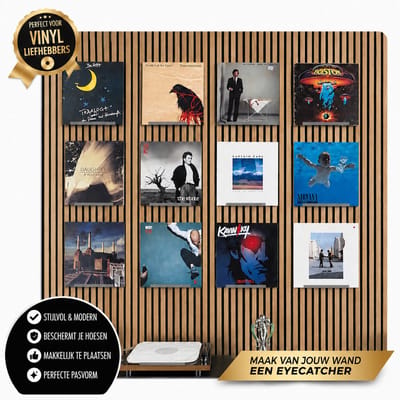 Vinyl Plaat Houder voor Akoestische Wandpanelen – LP Display – Wandhouder Zonder Boren – Grijs