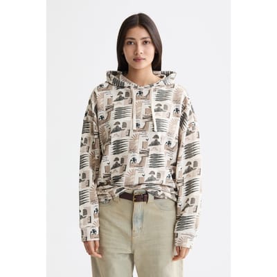 Scotch & Soda All Over Printed Oversized Fit Hoodie Art Dept Collage Grey  Taglia: XS | Felpe con cappuccio Outlet | Donna | Grigio