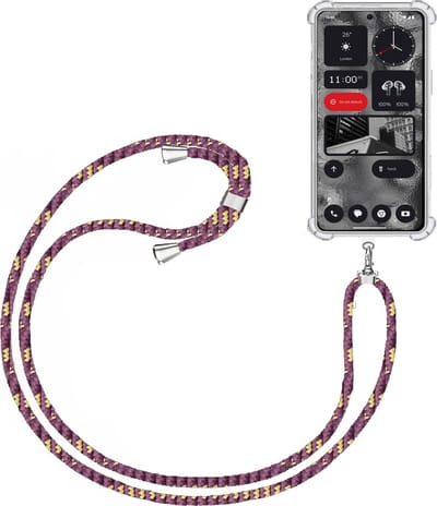 Telefoonkoord + Hoesje Geschikt voor Nothing Phone 2 - Lengte Verstelbaar - Telefoonketting - Shock Proof Case - Paars