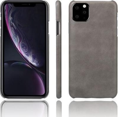 ShieldCase telefoonhoesje geschikt voor Apple iPhone 12 / 12 Pro - 6.1 inch vintage leren hoesje - grijs + glazen Screen Protector