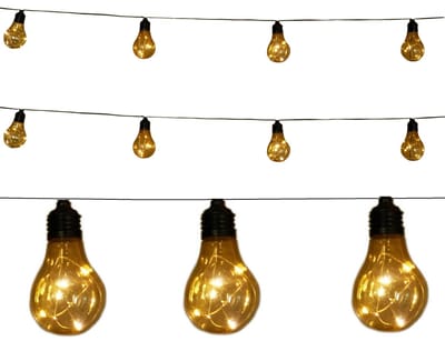 Anna's Collection Solar buiten lichtsnoer - 2x - 10 bollampjes - 450 cm - 2x - tuinverlichting - feestlampjes/sfeerverlichting