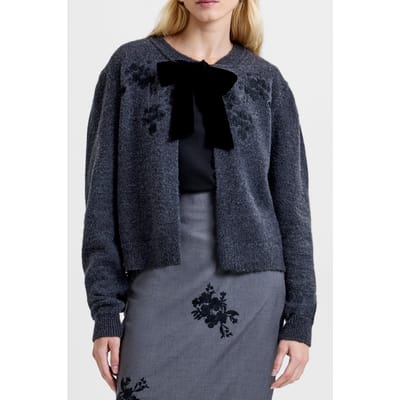 French Connection Irma Front Bow Cardigan Charcoal Grey Black Maat: S | Korte Jassen Outlet | Dames | Grijs