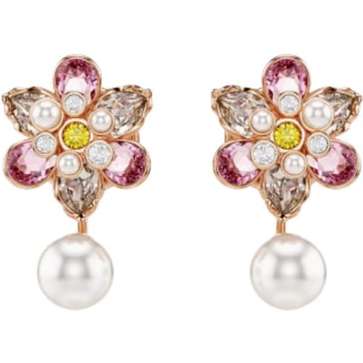 Swarovski Inlay Ontwerp Imitatie Kristal Imitatie Parel Roségoud Oorbellen Unisex Oorbellen Roze 5722100 Box (Random Color) beige