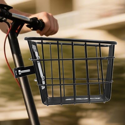 Fietsmand Afneembaar - Stuurmand Hondenmand - Boodschappen Vervoeren - Versterkt Metalen Frame - 34x27x26 cm - Zwart