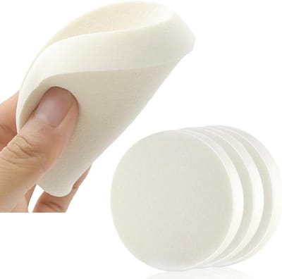 6 stuks witte grote make-up spons blenders ronde foundation sponzen zachte en flexibele make-up blender pads voor vloeibare crèmes en poeders nat en droog gebruik