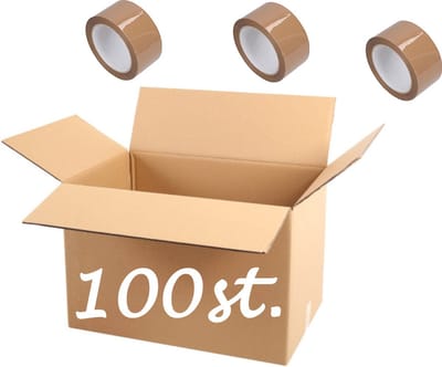 Verhuisdoos 100 stuks GROOT Karton 600 x 400 x 500 mm 1 ROL PLAKBAND 100m Kartonnen Dozen dubbele Golf Bruin Doos 60 x 40 x 50 cm verhuisdozen STEVIG 5-laags karton 660g/m2