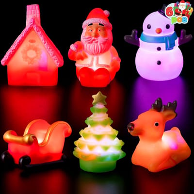 6 Delige LED Lichtgevende Badspeelgoed Set voor Kerst - Glimt in het Donker