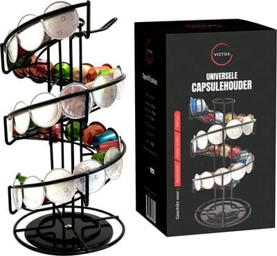 Capsulehouder - Capsulehouder - Geschikt voor Nespresso - Dolce Gusto - Vertuo - 360° Draaibaar - Cuphouder - Zwart