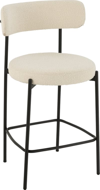J-Line barstoel Bouclé - multiplex/polyester - wit/zwart