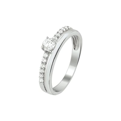 Zilver Gerhodineerde Ring zirkonia 1325198 16.00 mm (50)