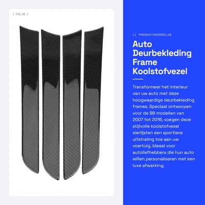 Dailygoods- Deurbekleding Gloednieuw - Koolstofvezel - 4 Stuks - Zwart - Zijpanelen - Temperatuurbestendig - Deursierlijst