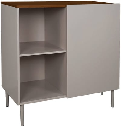 sweeek - Dressoir metaal en houtdecor 4 vakken 1 deur 80cm - ashton