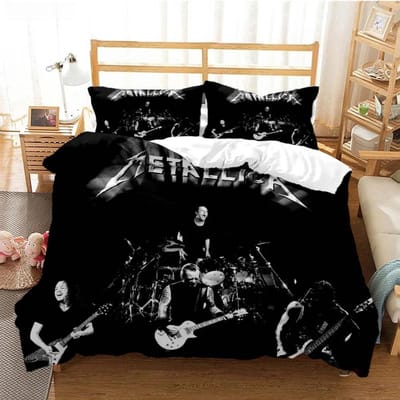 Metal Music Band M-Metallica Beddengoedset Eenpersoons Tweepersoons Tweepersoons Queen Kingsize Bedset Volwassene Kind Slaapkamer Dekbedovertrekset Thuistextiel EU Double 200x200cm