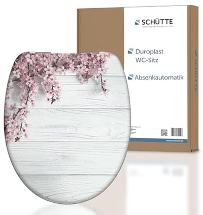 Toiletbril met bloemen en houtmotief - Duroplast met soft-close