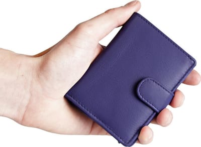 Pasjeshouder Uitschuifbaar – Paars - Leer - Creditcard Houder - RFID – Anti Skim - Muntgeld Ritsvak - Pasjeshouder