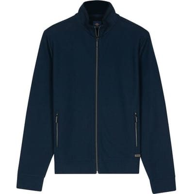 Baileys Vest Uni Color Fine Texture Sweat Cardigan Zip Jacquard Fabric Dark Denim Blue / male