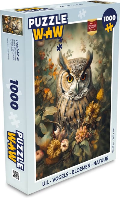 Puzzel Uil - Vogels - Bloemen - Natuur - Legpuzzel - Puzzel 1000 stukjes volwassenen