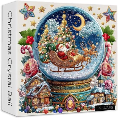 Adventskalender 2026 - Kerstkristallen bol legpuzzel 1024 stukjes - Adventskalender puzzel-Adventskalender 2026 - 50x50 cm - Kerstpuzzel voor jongens en meisjes