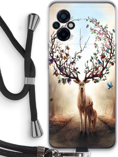 Case Company® - Hoesje met koord geschikt voor Xiaomi Poco M5 hoesje met Koord - Seasons Change - Telefoonhoesje met Zwart Koord - Bescherming aan alle Kanten en Over de Schermrand