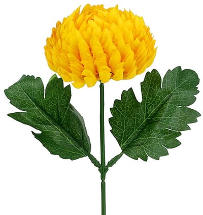 Chrysanthemum gele zijden bloemen Ø7cm L18cm 4 stuks