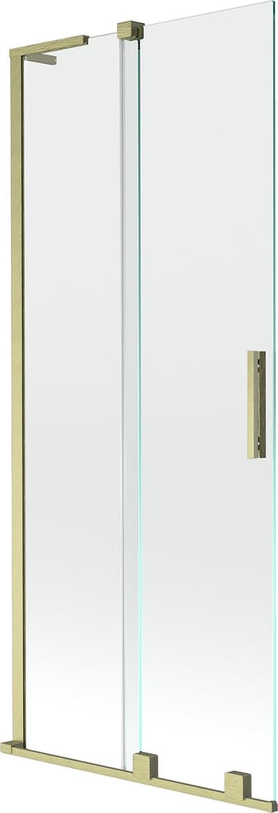 Mexen Velar L badwand scherm 2-delig uitschuifbaar 80 x 150 , transparant, goud geborsteld - 896-080-003-01-55