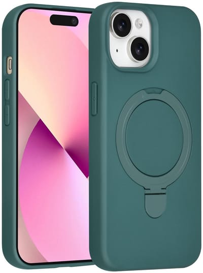 TUNIQ telefoonhoesje voor Apple iPhone 15 - MagSafe met ringstand - Donkergroen