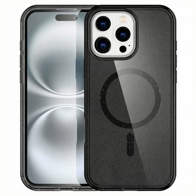 imoshion Hoesje - Geschikt voor Apple iPhone 16 Pro - Sparkle Backcover geschikt voor MagSafe - Glitter Zwart