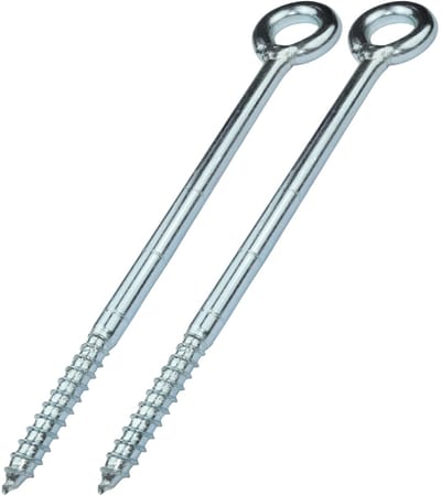 Dailygoods- Schroefhaken Set van 2 - Oogringen Ø12x230mm - Wandbevestiging - Verzinkt Staal - Zilverkleurig - Gewicht per eenheid 267,6 g - Haak