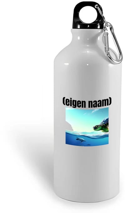Hacebo® - schildpad in de zee met eigen naam waterfles - Schildpad - schildpad liefhebbers - iemand die houdt van schildpadden - verjaardag - cadeau - kado - geschenk - water fles - 400ML