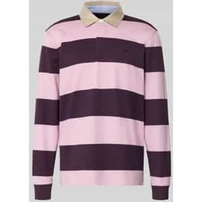 Fynch-Hatton Trui Striped Rugby Polo Pullover Aubergine-Pink / male
