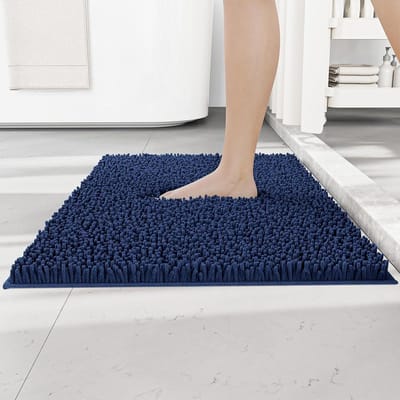 SnelShoppen - Chenille Badmat 40x60cm, Lake Blue, Machine Wasbaar, Antislip en Antischimmel, Zachte Badkamer Mat voor Badkamer, Keuken, Woonkamer en S