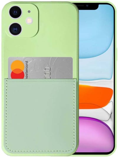 Smartphonica iPhone 11 siliconen hoesje met pashouder en zachte binnenkant - Groen geschikt voor iPhone 11