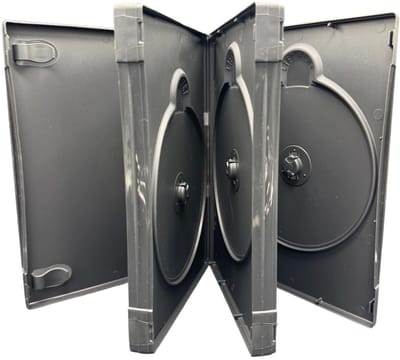 Dailygoods- DVD Case 4 Disc Capaciteit - 27mm Dikte - Zwarte DVD Hoes - Met Duidelijke Sleeve - Inclusief Boekletclips - Set van 20