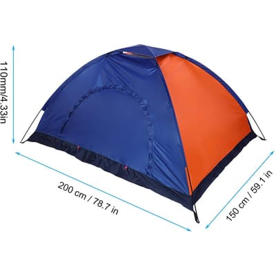 Tente d'extérieur étanche pour le camping et la randonnée avec porte et fenêtre (Bleu   Orange) blue